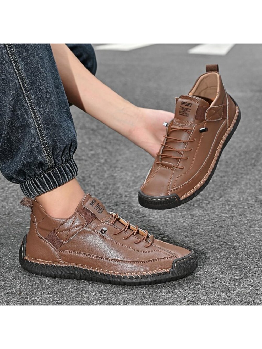 Women's Brown Breathable Loafers Mid top Walking Flats Ankle Chukka Boots - Picture 4 of 7
